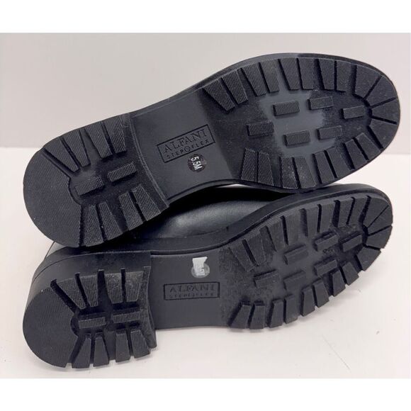 Alfani Boots Size 5.5 Black Lug Sole Block Heel Pull On Style Booties - Picture 9 of 9